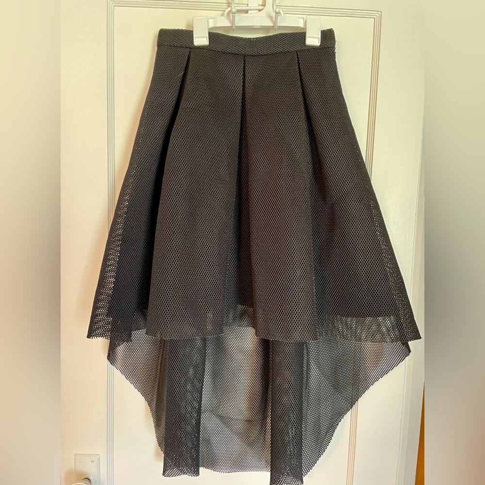 Chic Black High-Low Mesh Skirt